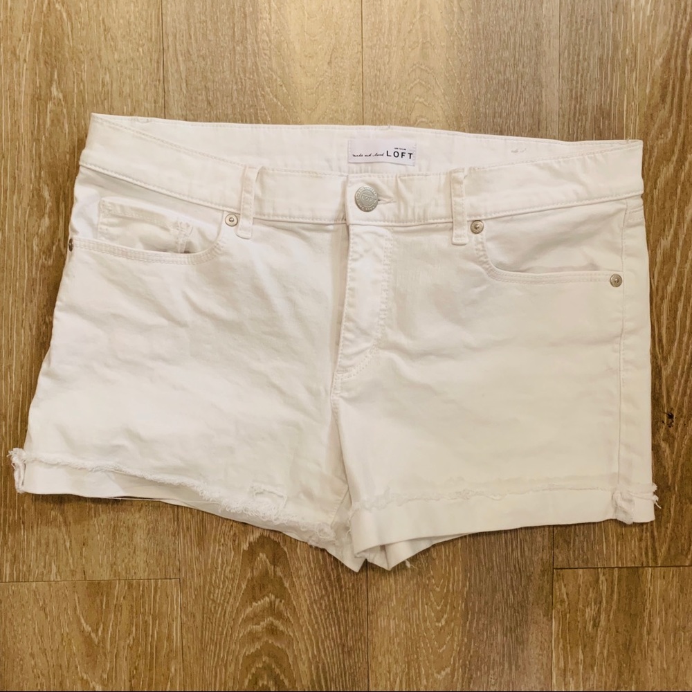 LOFT White Jean Shorts